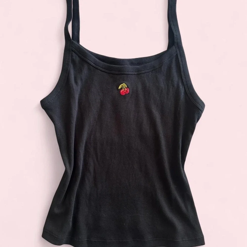Brand New W Tags Victoria's Secret Black Ribbed Cami Womens L - Picture 1 of 2